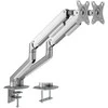 Laikiklis White Shark Baltas Shark Baltas Shark NEFERITES II, Desktop Mount for 2 Monitors, Sidabrinis (GMS-3208)