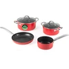 Russell Hobbs RH03821 Riviera 4-Piece Pan Set, Raudona