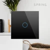 Spring Spyruoklinis dviejų grupių, vienos krypties jutiklinis Wi-Fi jungiklis (juodas, stiklinis)