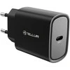 Juodas 20 W USB-C PD sieninis įkroviklis Tellur