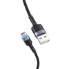 „Tellur“ duomenų kabelis USB prie C tipo LED nailono pintas 1,2 m „Juodas“.