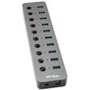 Adapteris - HiSmart USB Hub 10 Ports 5Gb/s Juodas