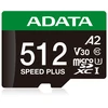 Atminties Kortelė - ADATA Speed Plus 512 GB Micro SDXC 180 MB/s Skaitymas, 160 MB/s Rašymas