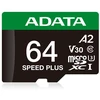 Atminties kortelė - ADATA Speed Plus 64 GB Micro SDXC 160 MB/s Skaitymas, 140 MB/s Rašymas