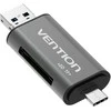 „Vention USB3.0“ daugiafunkcis kortelių skaitytuvas, pilkas, metalinis