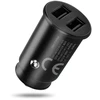 Automobilinis įkroviklis - everActive CC-25 12W Dviejų USB-A Prievadų Su USB-C Kabeliu LED, Juoda