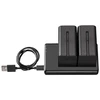 Baterijų Rinkinys - Westcott NP F970 Dviejų Baterijų Rinkinys su Dviejų USB Įkrovikliu 6600mAh Juodas