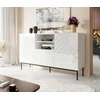 Cama Meble Komoda - Abeto 150x42x90 Balta/Blizgi Balta, Juodas Plieno Rėmas