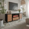 Cama Meble Komoda - Cama Volare 200 cm Juoda/Ąžuolas su Elektriniu Židiniu
