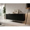 Cama Meble Komoda - HOLE 4-Durų Moderni Matinė Juoda 190x40.5x74.5 cm