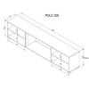 Cama Meble Televizoriaus Spintelė - Polo 180x33x39 Balta, Židinys Juodas