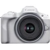 „Canon“ | EOS R50 WH + RF-S 18-45mm F4.5-6.3 IS STM (SIP) | 24,2 megapikselių | Vaizdo stabilizatorius | ISO jautrumas (maks.) 32000 | Ekrano įstrižainė 2,95 colio | „Wi-Fi“ | Vaizdo įrašymas | Automatinis, rankinis | CMOS | Baltas