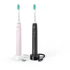 Dantų šepetėlis Elektrinė Šepetėlis - Philips 3100 Series Sonic HX3675/15, 14 Dienų Baterijos Gyvavimo Trukmė, Juoda, Rožinė