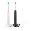 Dantų šepetėlis Elektrinė Šepetėlis - Philips 3100 Series Sonic HX3675/15, 14 Dienų Baterijos Gyvavimo Trukmė, Juoda, Rožinė
