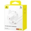 Baseus GaN5 USB-C 30W su kablem Baseus Dynamic 3 USB-C 100W 1m - balta