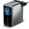 Įkroviklis - everActive SC-670Q Pro 67W 1xUSB-A 2xUSB-C LCD Ekranas Juodas