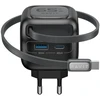 Havit UC253 EU - 65 W GaN travel charger with extendable cable (juodas)