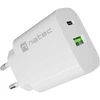 WALL CHARGER NATEC RIBERA 1X USB-A + 1X USB-C 20W Baltas