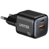 UNITEK 2x GAN 20W mains charger, juodas