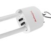 Activejet virvelė su 3 viename įkrovimo laidu, baltas. Galuose įvairios jungtys: USB-C, „Lightning“ adapteris, USB-A