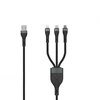 SEEK TOTI USB A to microUSB/Type-C/Lightning, 1.5 m Braided Cable 2A (non-MFI), Juodas