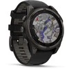 Išmanusis laikrodis Garmin Fenix 8 47 mm, Solar, Sapphire, Pilkos anglies spalvos DLC titanas su juodos / pilkos akmenukų spalvos silikoniniu dirželiu