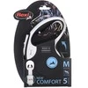 Flexi New Comfort Automatinis juostinis pavadėlis, 5 m / šunims iki 25kg / spalva: juoda ir balta