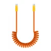 Kabelis - Newell USB-C į USB-C 100W 1.5m Silikoninė Spiralė Oranžinė-Geltona