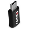 USB Adapteris - LINDY USB 3.2 Type C į C M/F Adapteris, 100W Duomenų Blokatorius, Juodas