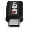 USB Adapteris - LINDY USB 3.2 Type C į C M/F Adapteris, 100W Duomenų Blokatorius, Juodas