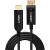 DisplayPort Kabelis - LINDY Šviesolaidinis Hibridinis DisplayPort 1.2 į HDMI Kabelis, M/M, 4K@60Hz, 21.6Gbps, 20 m, Juodas