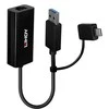 Tinklo Adapteris - LINDY USB 3.2 Gen 1 Gigabit Ethernet Konverteris, RJ45, USB A/C, Juodas