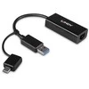 Tinklo Adapteris - LINDY USB 3.2 Gen 1 Gigabit Ethernet Konverteris, RJ45, USB A/C, Juodas