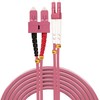 Tinklo Kabelis - LINDY Šviesolaidinis Kabelis LC/SC OM4, 50/125µm, 15 m, Rožinis