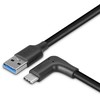 Lindy USB Laidas - 0.5m USB 3.2 Type A į C, 10Gbps, 90° Dešinės Pusės Jungtis