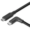 USB Kabelis - LINDY USB 3.2 Type C Laidas, M/M, 90° Kampas, 10Gbps, 60W PD, 0.5 m, Juodas