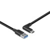 USB Laidas - LINDY USB 3.2 Type A į C Laidas, M/M, 10Gbps, 90° Dešinysis Kampas, 1.5 m, Juodas