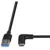 USB Kabelis - LINDY USB 3.2 Type A į C Laidas, M/M, 10Gbps, 90° Dešinysis Kampas, 1 m, Juodas
