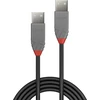 USB Kabelis - LINDY Anthra Line USB 2.0 Type A į A Laidas, M/M, 480Mbps, PVC, 0.2 m, Juodas