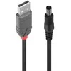 USB Kabelis - LINDY USB 2.0 Type A į 5.5mm DC Laidas, 1.5 m, Juodas