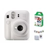Fujifilm Momentinis fotoaparatas instax mini 12 CLAY Baltas + PRIEDŲ rinkinys (DĖKLAS, ALBUMAS, RĖMELIAI SU SEGTUKAIS) + instax mini glossy (10p