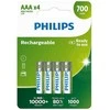 Baterijos - Philips HR03 AAA 700mAh Įkraunamos Baterijos 4 vnt