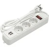 Power Plant Llc Buitinis ilgiklis 1.8m, 3 lizdai + 2 USB, su jungikliu