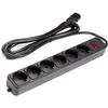 Power Plant Llc Ilgiklis - 6 Lizdai, 3m, 10A, 250V, su Jungikliu, Juodas