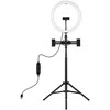 Puluz LED Žiedinė Lempa - 30cm su Reguliuojamu Stovu 37-165cm, 3 Telefono Laikikliais, USB