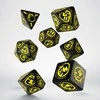 Q Workshop Dragons RPG Kauliukų Rinkinys Juodos Ir Geltonos Spalvų