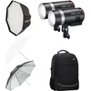 Studijos blykstė - Godox AD300ProII 2 galvučių rinkinys, 300 W, TTL, HSS, 1/8 000 s, su softbokso skėčiais ir kuprine