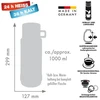 ROTPUNKT Stiklinė vakuuminė termosas, talpa 1,0 l, hyperblue (tamsiai mėlyna)