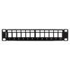 LANBERG patch panel blank 12 port 1U su organizatoriumi Keystone moduliams juodas