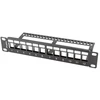LANBERG patch panel blank 12 port 1U su organizatoriumi Keystone moduliams juodas